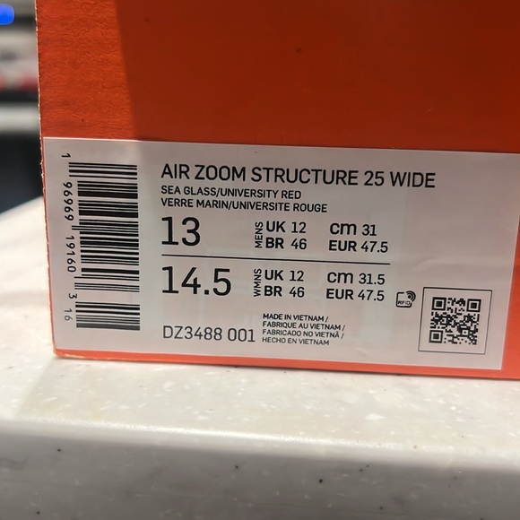 Size 13 - Nike Air Zoom Structure 25 Sea Glass University Red - Picture 6 of 6